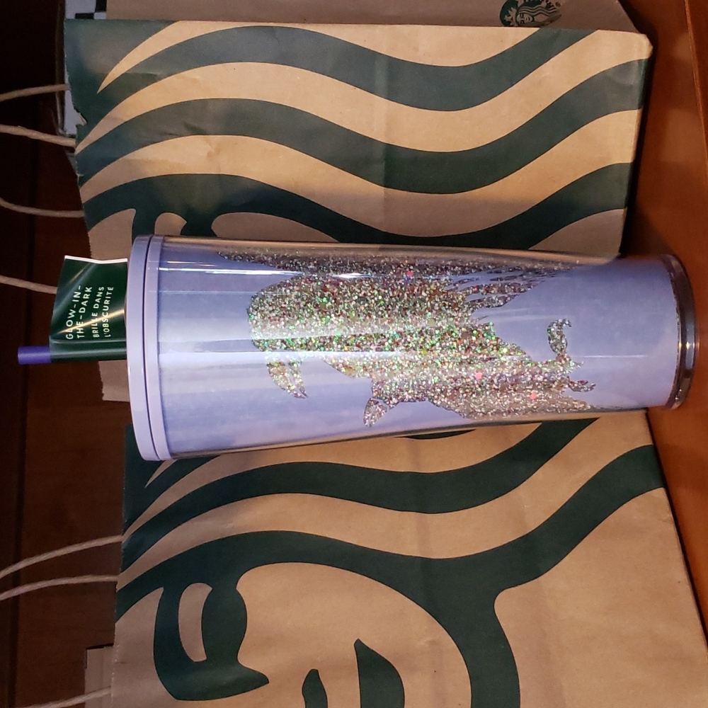 Starbucks Fall 2022 Periwinkle & Glitter Raven Glow in the Dark Cold 24 oz.